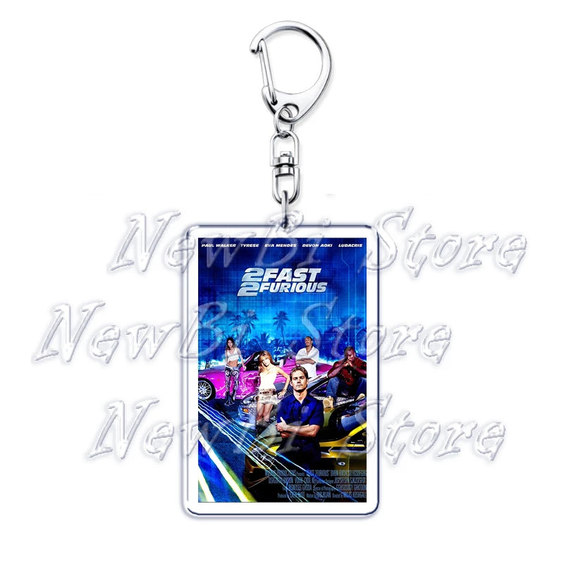 Classic Fast Furious Movie Cover Poster Keychain for Accessories Bag Pendant Sport Car Key Chain Ring Keyring Jewelry Fans Gift by Geo’s Online Store
