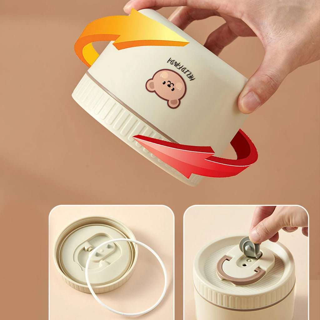 WORTHBUY Cute Thermal Bento Box Portable 304 Stainless Steel Lunch Box Heatable Sealed Leak-proof Food Container For Kids by Geo’s Online Store