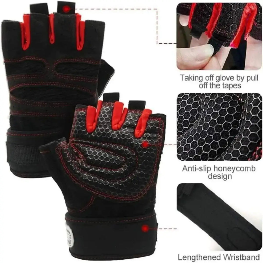 Gym Gloves for Men Women Fitness Weight Lifting Wristband Gloves Body Building Training Sports Exercise Cycling Glove Shockproof by Geo’s Online Store