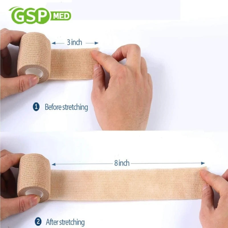 1Roll 2.5/5/10cm Self Adhesive Elastic Bandage Sports Tattoo Kit Cohesive Tape Wrap Elastoplast for Injury Finger Wrist Ankle by Geo’s Online Store