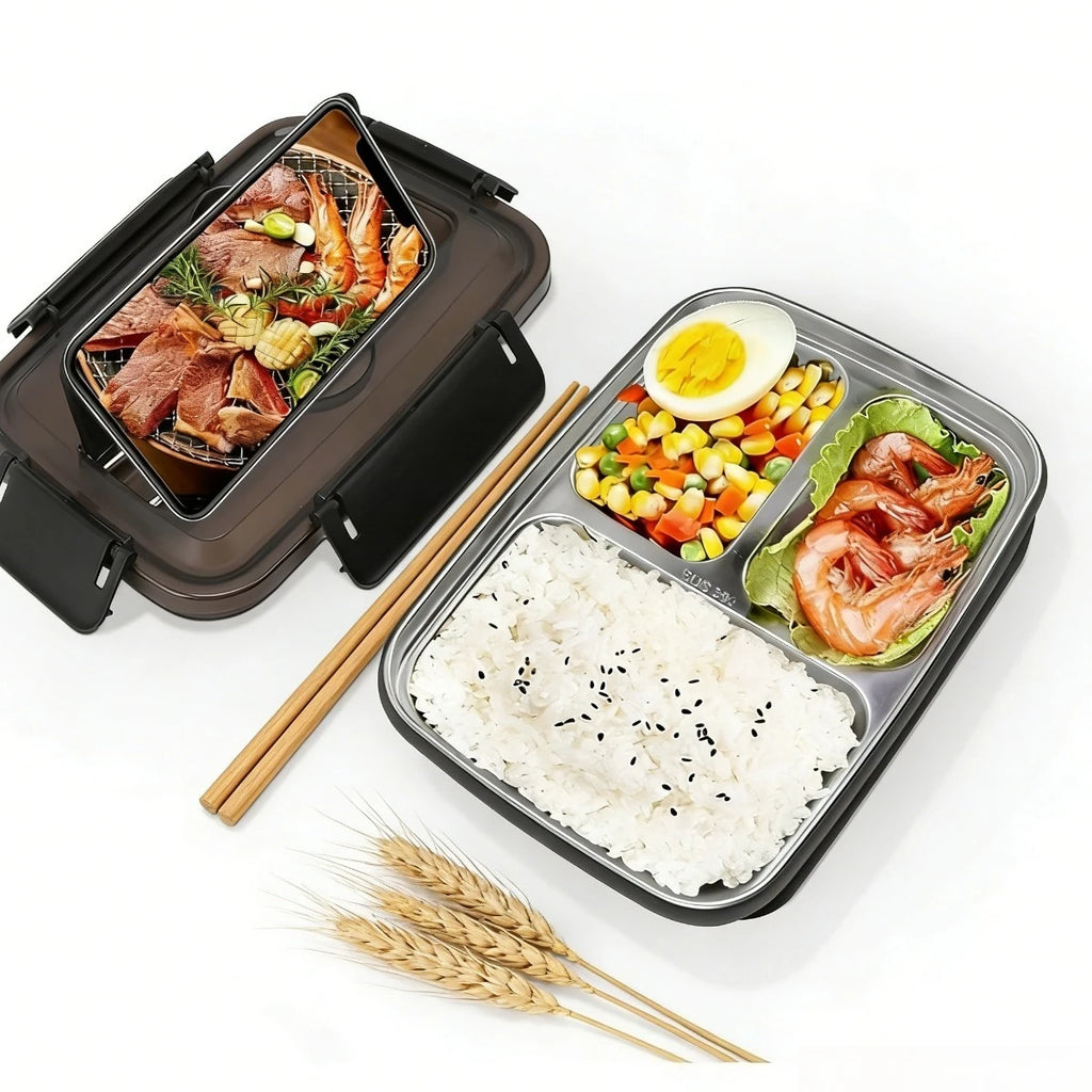 Portable Thermally Insulated Lunch Box with Compartments Stainless Steel Liner Leak Proof Bento Container for School Offices by Geo’s Online Store