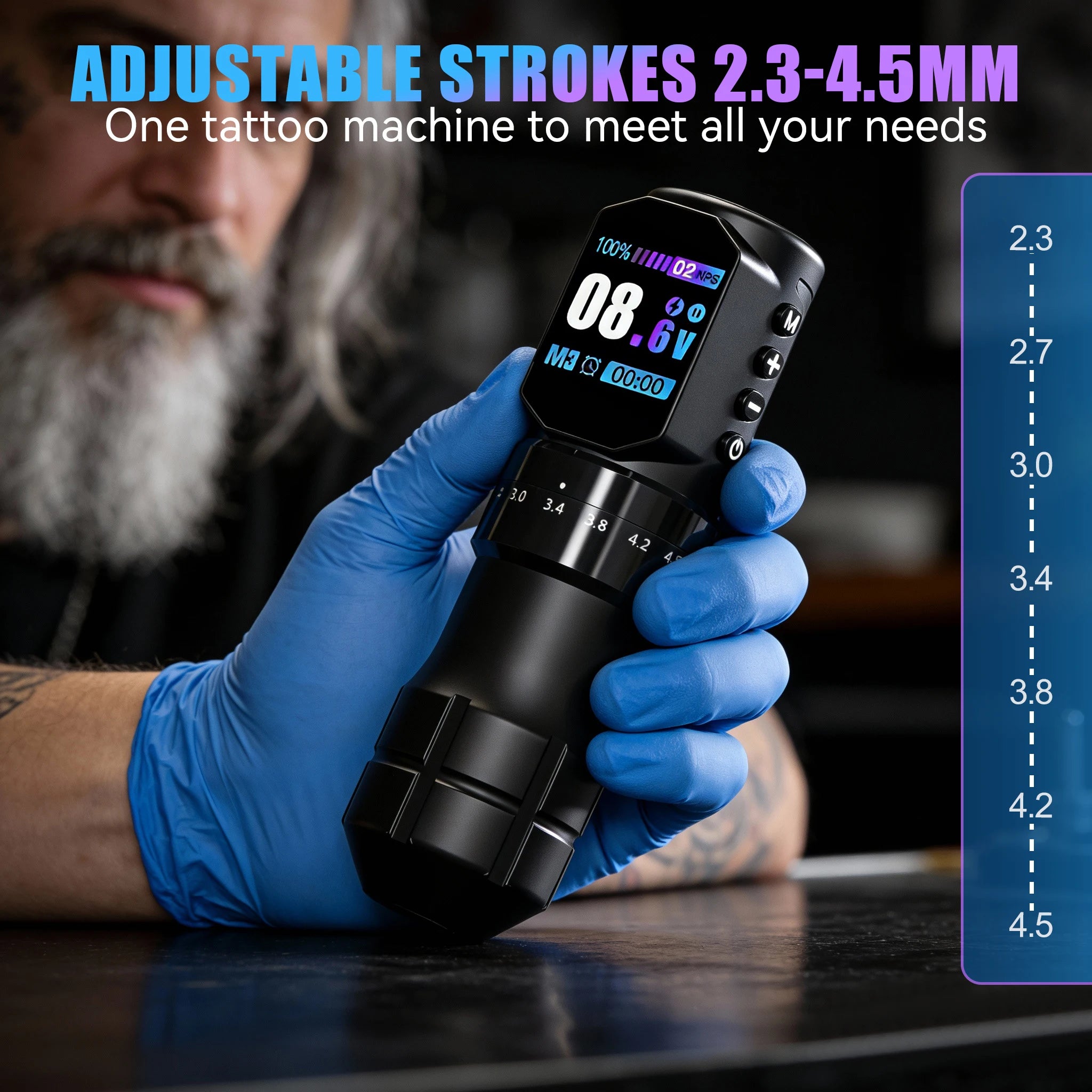 Tattoo Machine Kit Professional Adjustable Stroke Wireless Coreless Brushless Motor Tattoo Pen With Tattoo Blue Soap Tattoo Ink by Geo’s Online Store