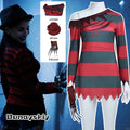 Yumekiri@3Pcs Freddy Krueger Costume Cospaly Costumes Halloween Killer Knitted Dress Hat Gloves Full Set Carnival Disguise by Geo’s Online Store