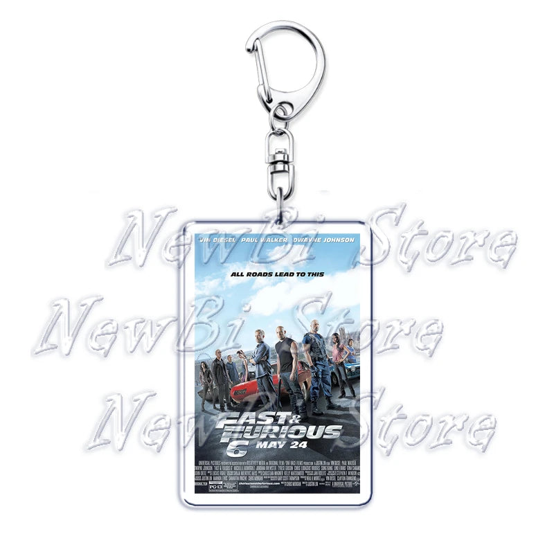 Classic Fast Furious Movie Cover Poster Keychain for Accessories Bag Pendant Sport Car Key Chain Ring Keyring Jewelry Fans Gift by Geo’s Online Store