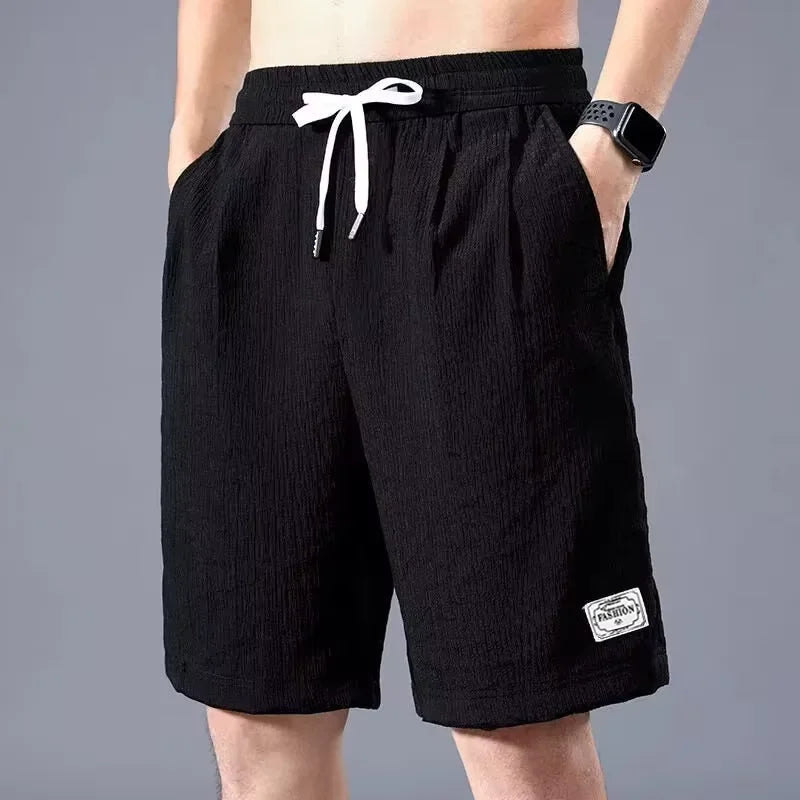 Lce Silk Shorts Men's Thin Sports Cropped Pants Loose Straight Leg Cool Breathable New Fashion Trend Casual XL-XXXL by Geo’s Online Store