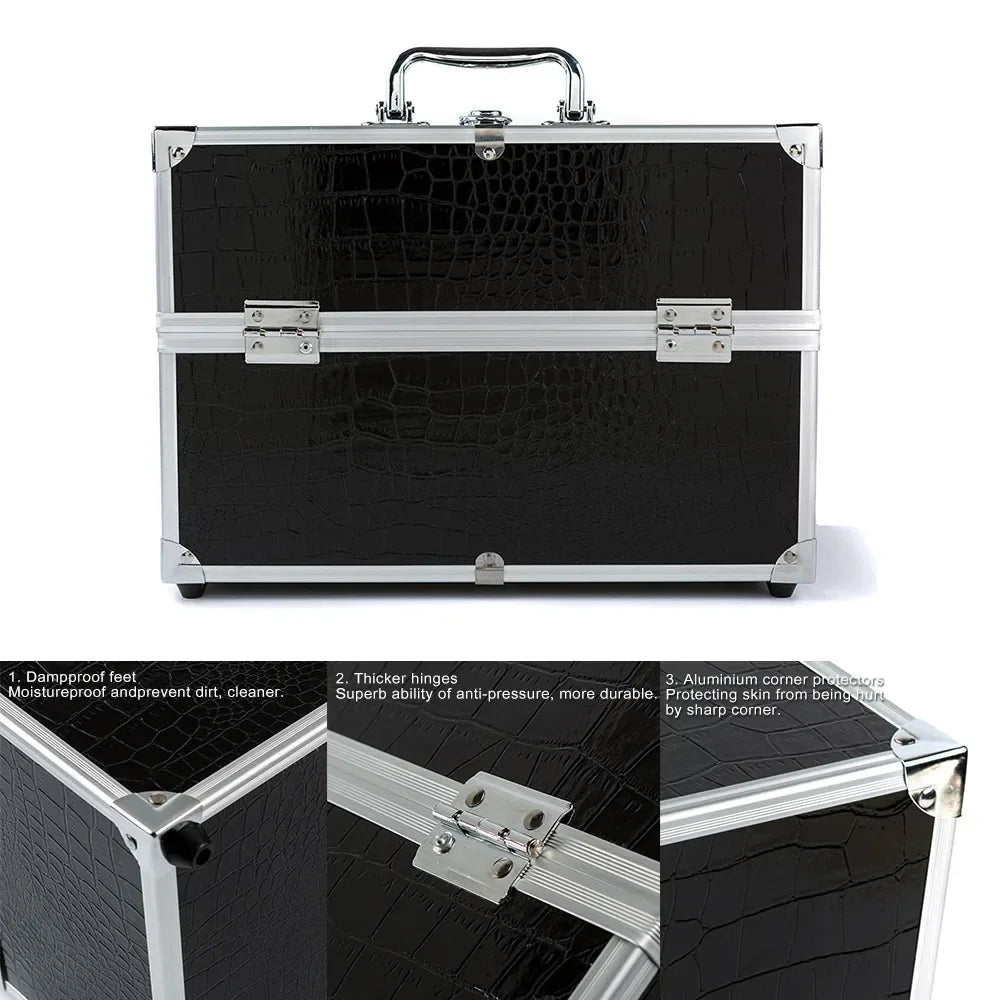 1Pcs Professional Tattoo Nail Case Aluminum Alloy Case Cosmetic Storage Box Cosmetic Case Portable Multi-layer Large-capacity by Geo’s Online Store