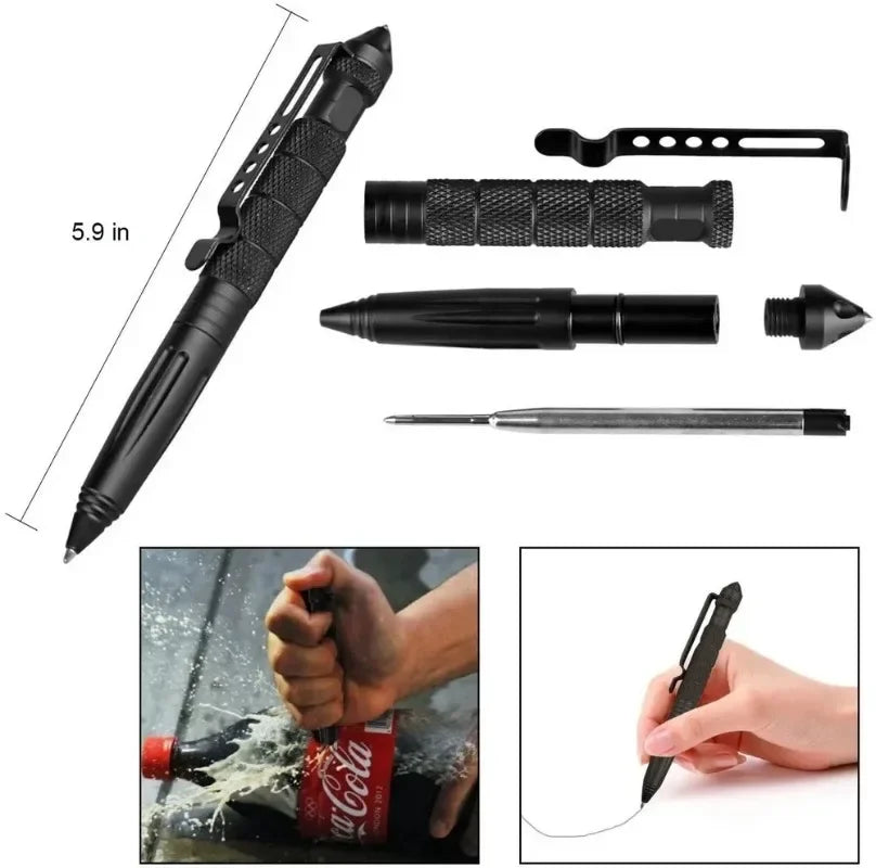 Military Tactical Pen Multifunction Aluminum AlloyOutdoor Camping Security Survival Tools Emergency Glass Breaker Pen by Geo’s Online Store