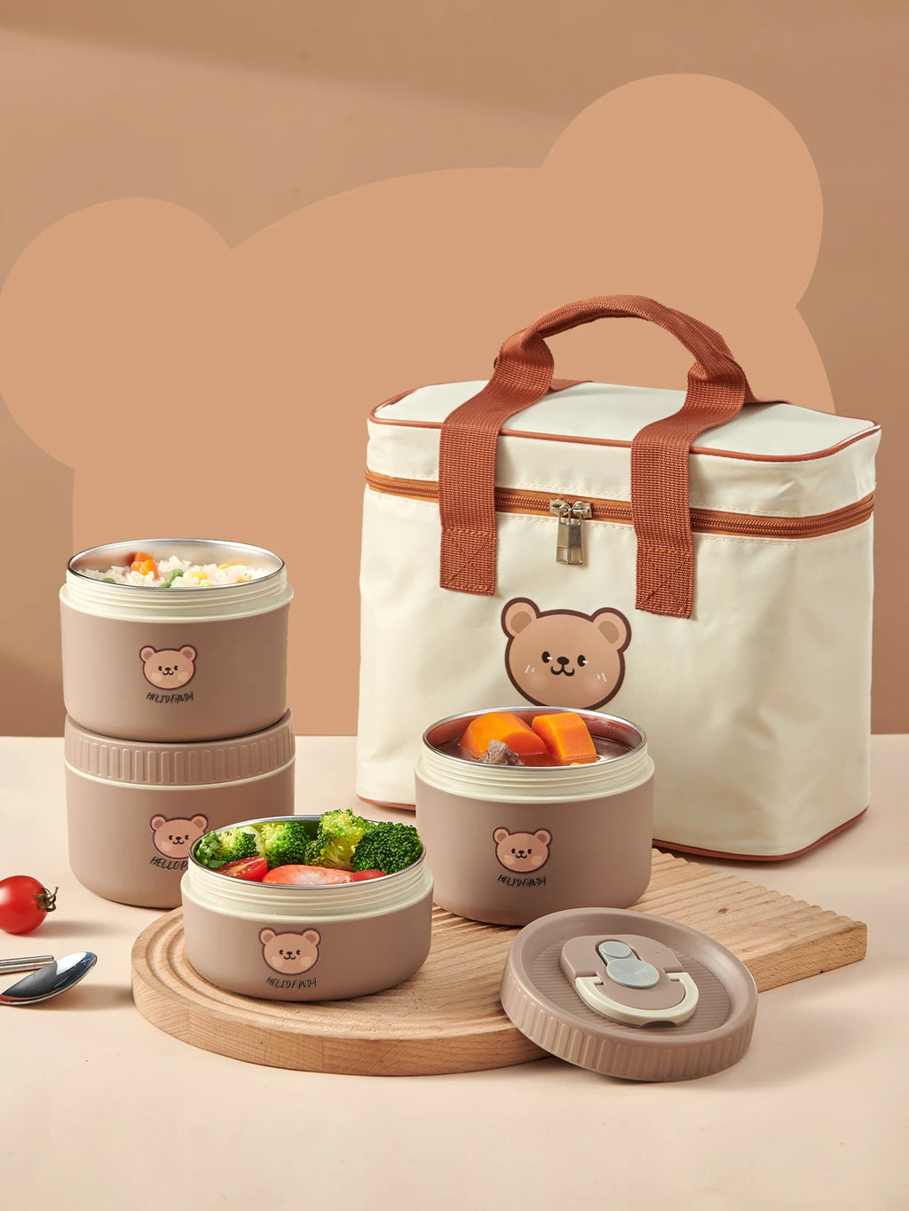 WORTHBUY Cute Thermal Bento Box Portable 304 Stainless Steel Lunch Box Heatable Sealed Leak-proof Food Container For Kids by Geo’s Online Store