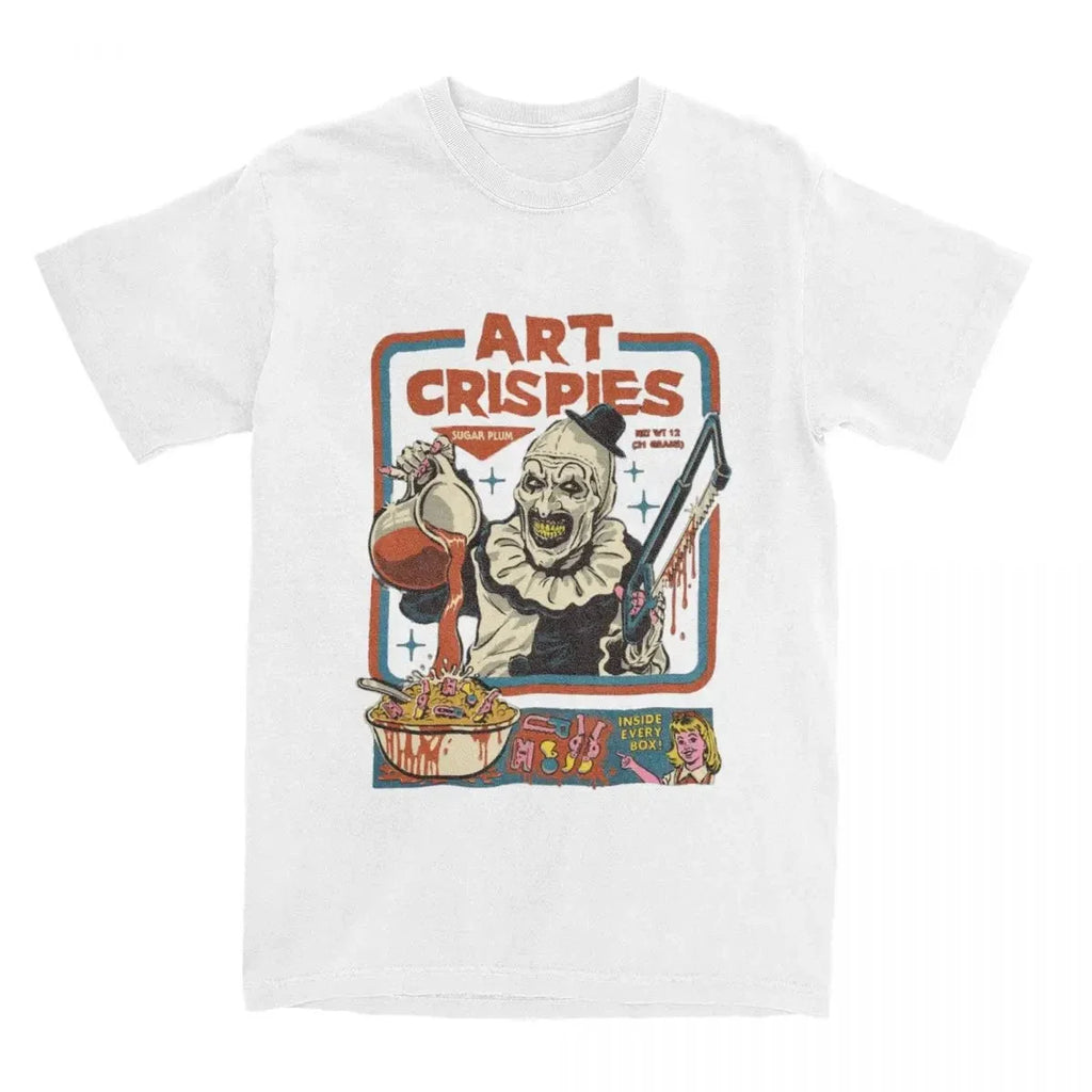 Art Crispies Terrifier Clown Shirt Apparel Men Women's Pure Fashion Retro Horror Shirt Clothes Graphic Printing Crew Neck Tees by Geo’s Online Store