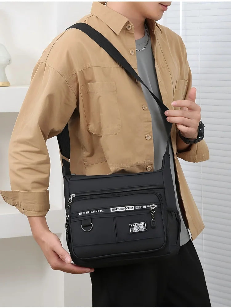 Design Oxford Shoulder Bag Large Capacity Men's Casual Multi-layer Pocket Fashion Single Shoulder Crossbody Luxury Messenger Bag by Geo’s Online Store