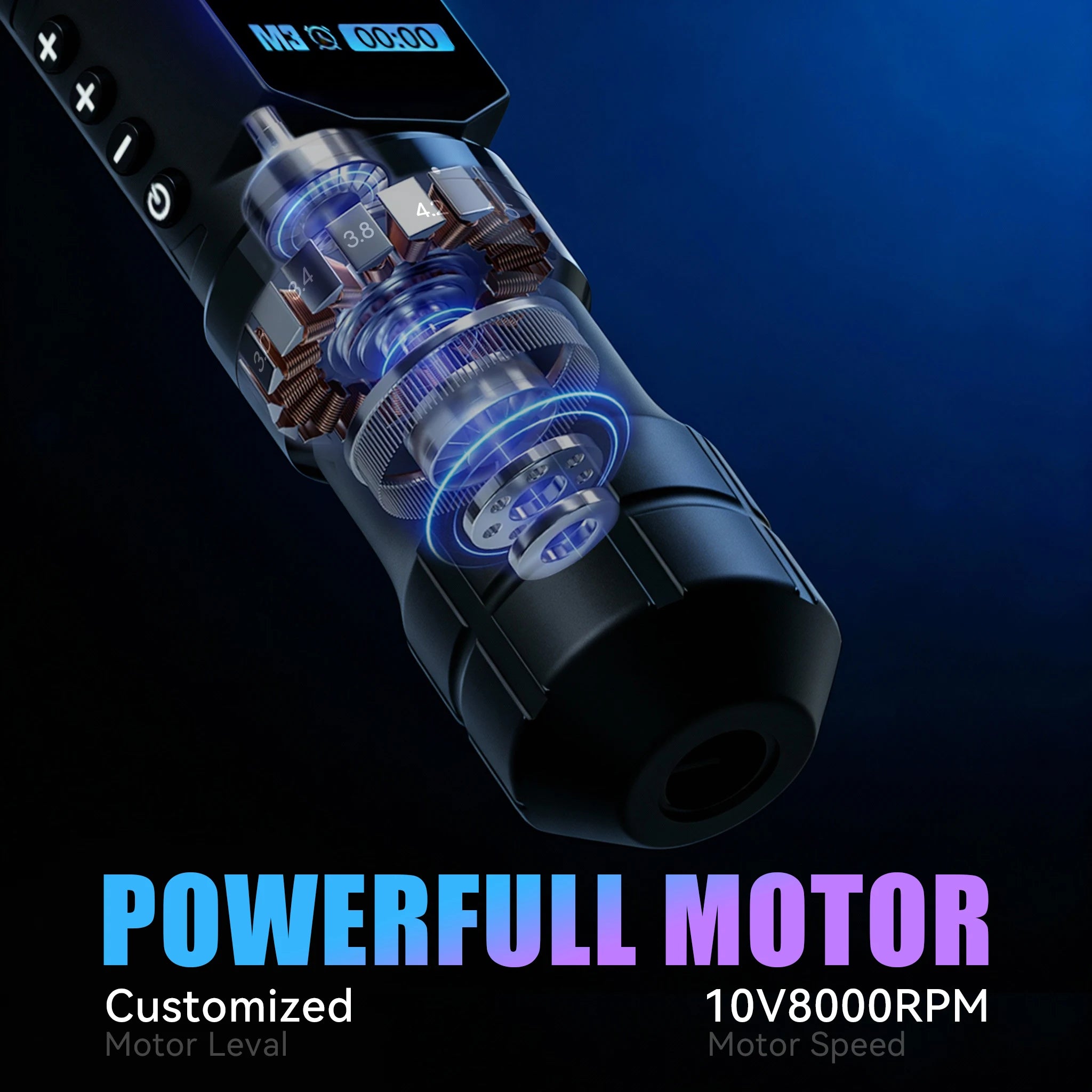 Tattoo Machine Kit Professional Adjustable Stroke Wireless Coreless Brushless Motor Tattoo Pen With Tattoo Blue Soap Tattoo Ink by Geo’s Online Store
