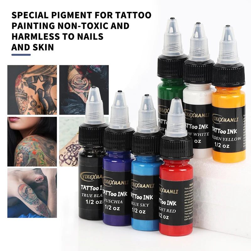 15ml 7colors Tattoo Ink Pigment with box Body Art Tattoo Kits Professional Beauty Paints Makeup Tattoo Supplies Semi-permanent by Geo’s Online Store