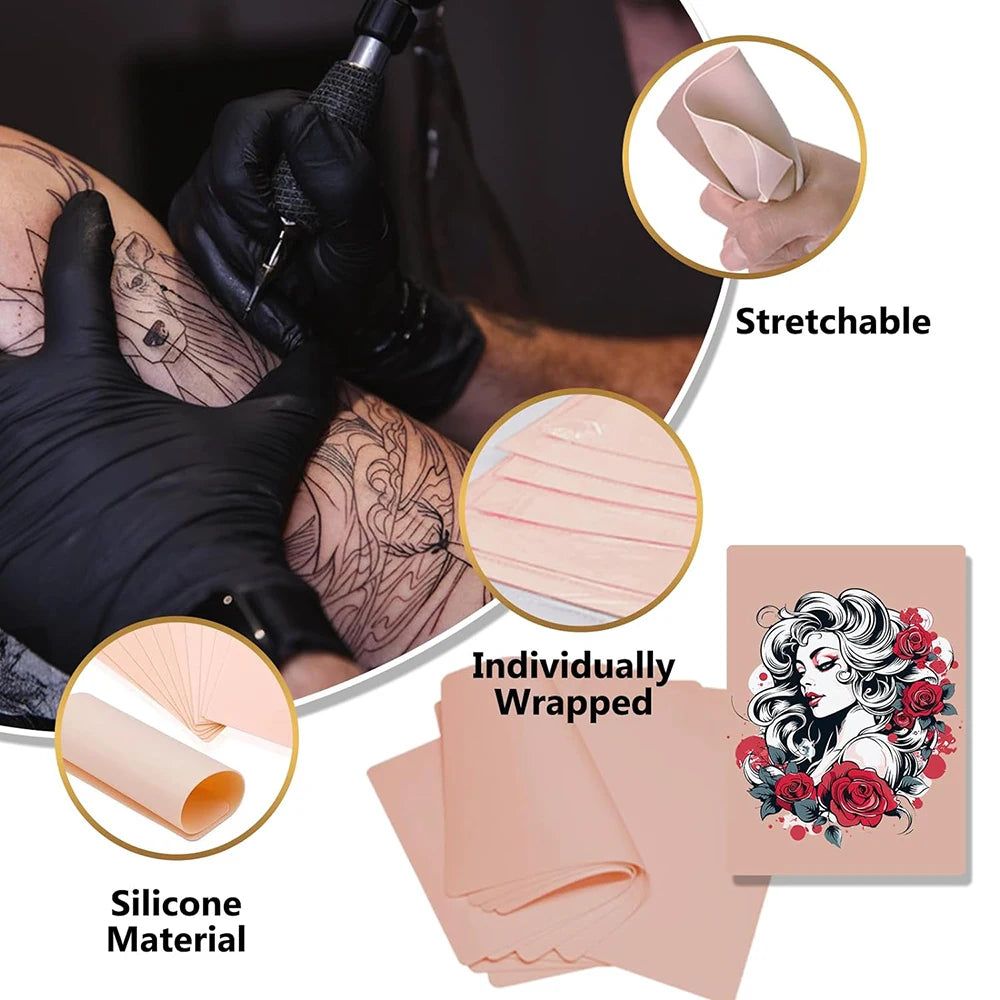 Tattoo Practice Skin and Tattoo Transfer Paper Kit Double Sided Fake Skin with Stencil Paper Set Permanent Makeup Tattoo Supply by Geo’s Online Store