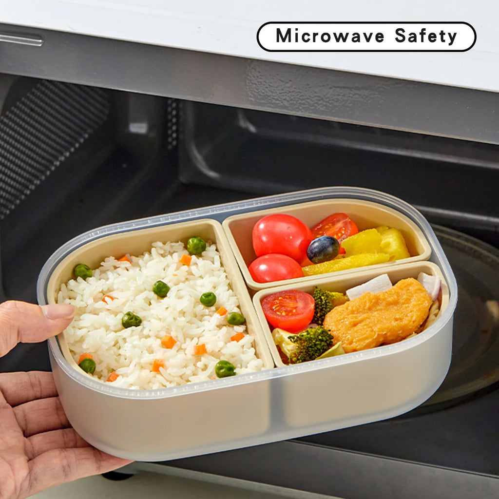 WORTHBUY 3 Grids Microwave Plastic Lunch Box Portable Detachable Fruit Bento Box Stackable Food Container For School Office by Geo’s Online Store