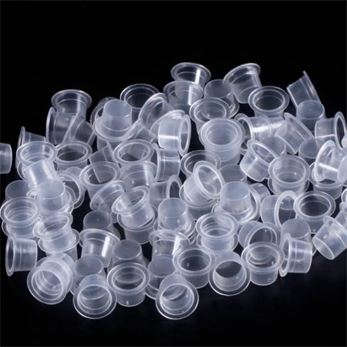 100pc S/M/L Plastic Disposable Microblading Tattoo Ink Cups Permanent Makeup Pigment Clear Holder Container Cap Tattoo Accessory by Geo’s Online Store