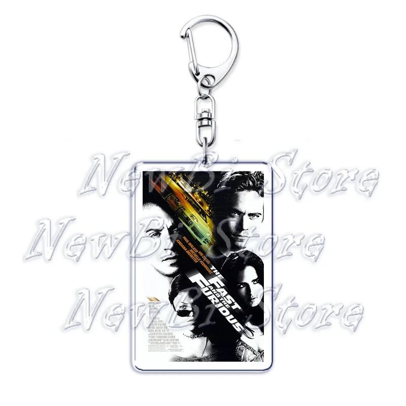 Classic Fast Furious Movie Cover Poster Keychain for Accessories Bag Pendant Sport Car Key Chain Ring Keyring Jewelry Fans Gift by Geo’s Online Store