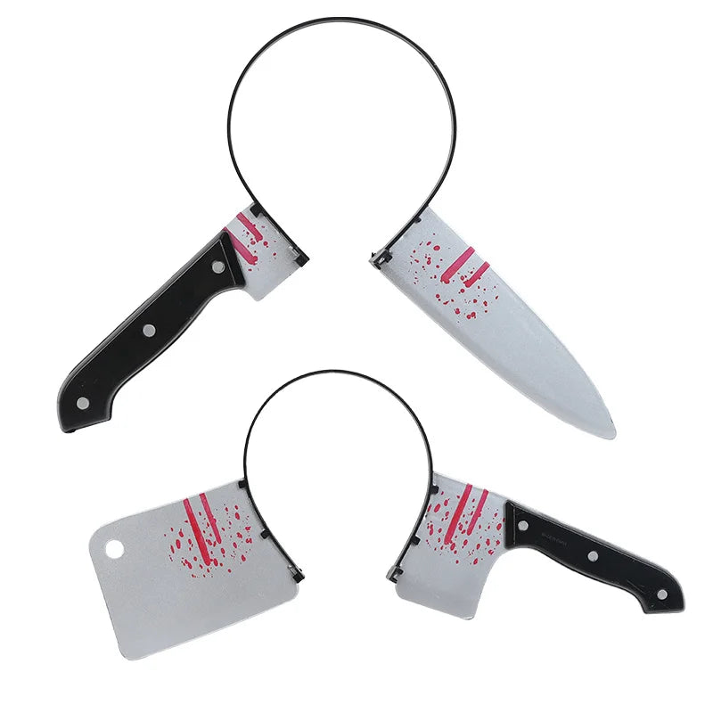 Halloween Horror Props Blood Fake Saws Knife Headband For Halloween Party Masquerade Mischief Props Decoration Supplies by Geo’s Online Store