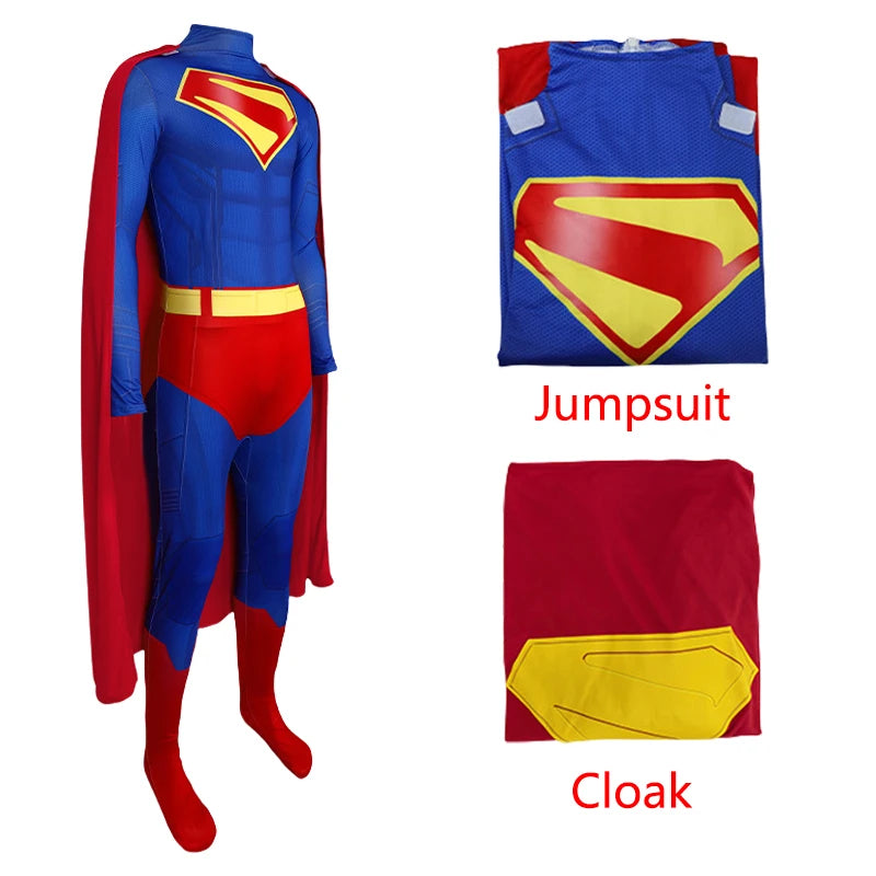 BEAST KINGDOM Movie Superman Cosplay Costumes Clark Kent Cosplay DC Jumpsuits High Quality Prints Cloak Halloween Cos Adult Men by Geo’s Online Store