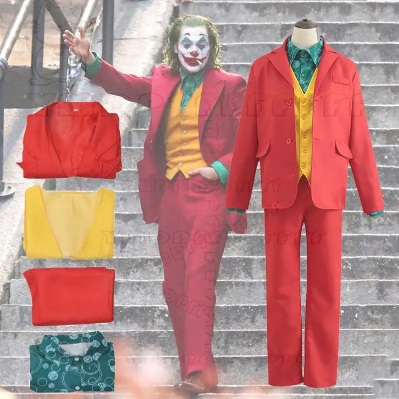 Spot JOKER Phoenix DC movie clown cosplay suit Halloween performance costume set hot selling by Geo’s Online Store