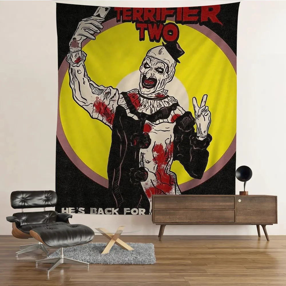 VIKAMA Soul-Killing Phantom Tapestry, Blood-Eyed Clown, Terrifying Haunted House, Halloween Party Decoration by Geo’s Online Store