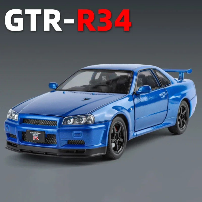 1:24 Scale Car Nissan Skyline GTR-R34 Alloy Vehicle Model Diecast Metal Fast＆Furious Collectible Childrens Birthday Toy Gifts by Geo’s Online Store