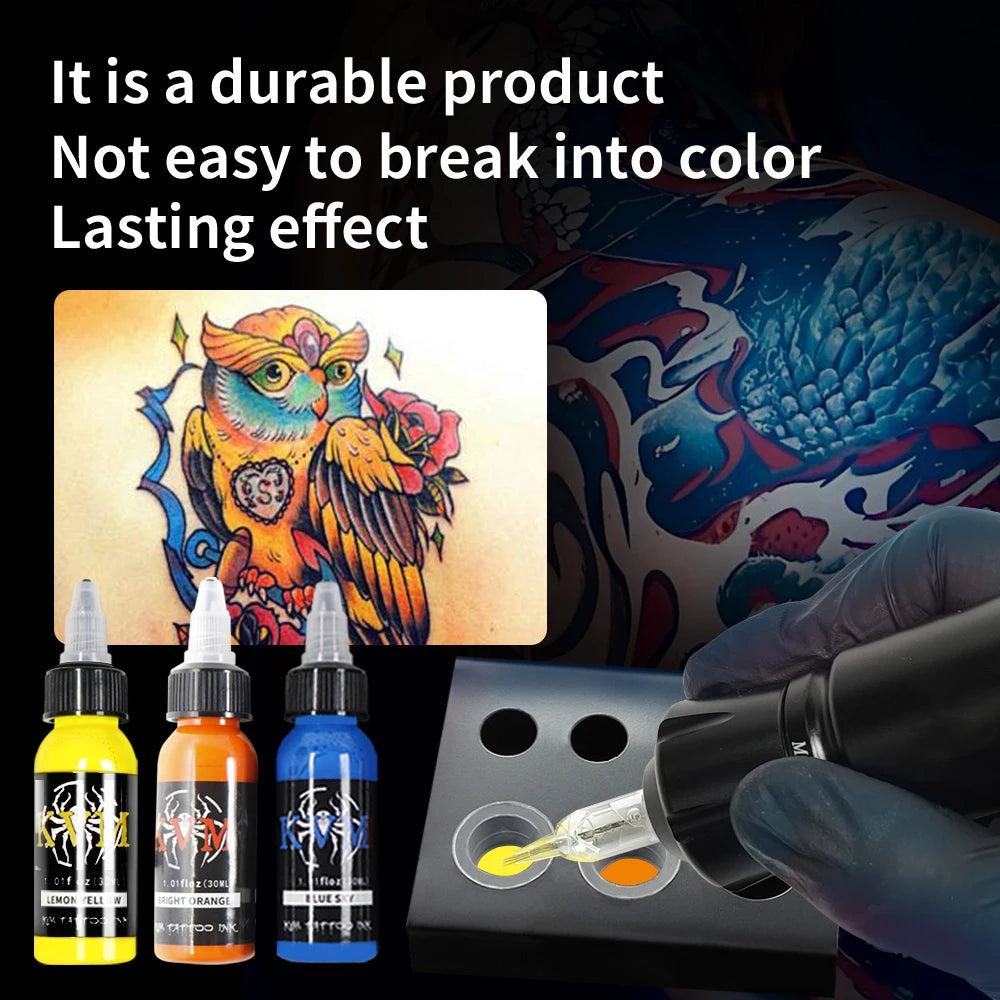 KVM 30ml/1oz 14-colors Tattoo Ink Pigment Body Art Tattoo Kits Professional Beauty Paints Makeup Tattoo Supplies Semi-permanent by Geo’s Online Store