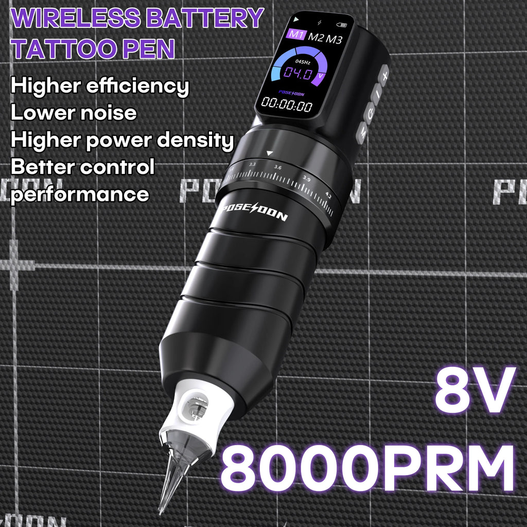 POSEIDON Tattoo Kit Professional Tattoo Pen Kit For Permanent Makeup Tattoo Machine Kit Wireless Power Supply Tattoo Gun Kit by Geo’s Online Store