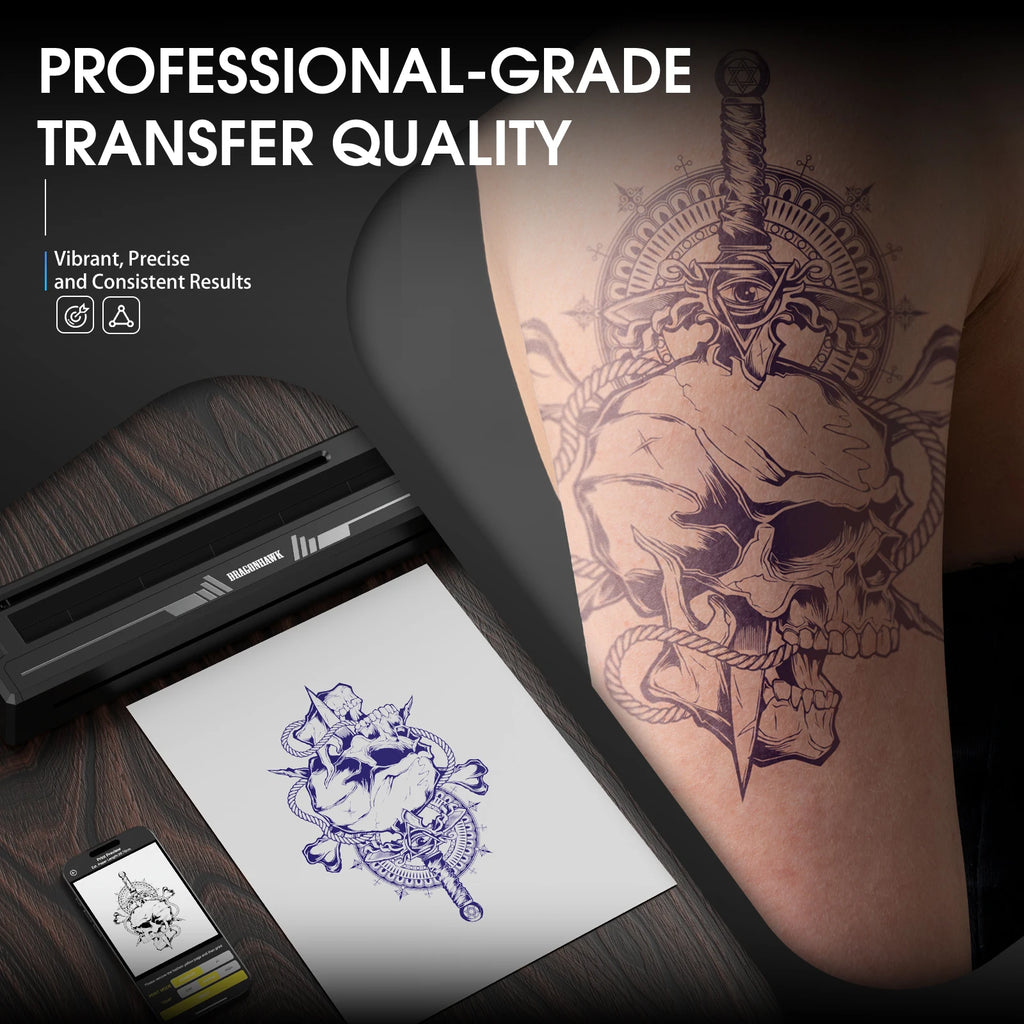 Dragonhawk L3 Tattoo Kit Full Set Thermal Tattoo Stencil Printer 7 Strokes Wireless Tattoo Pen 20 Cartridge Needle for Beginners by Geo’s Online Store