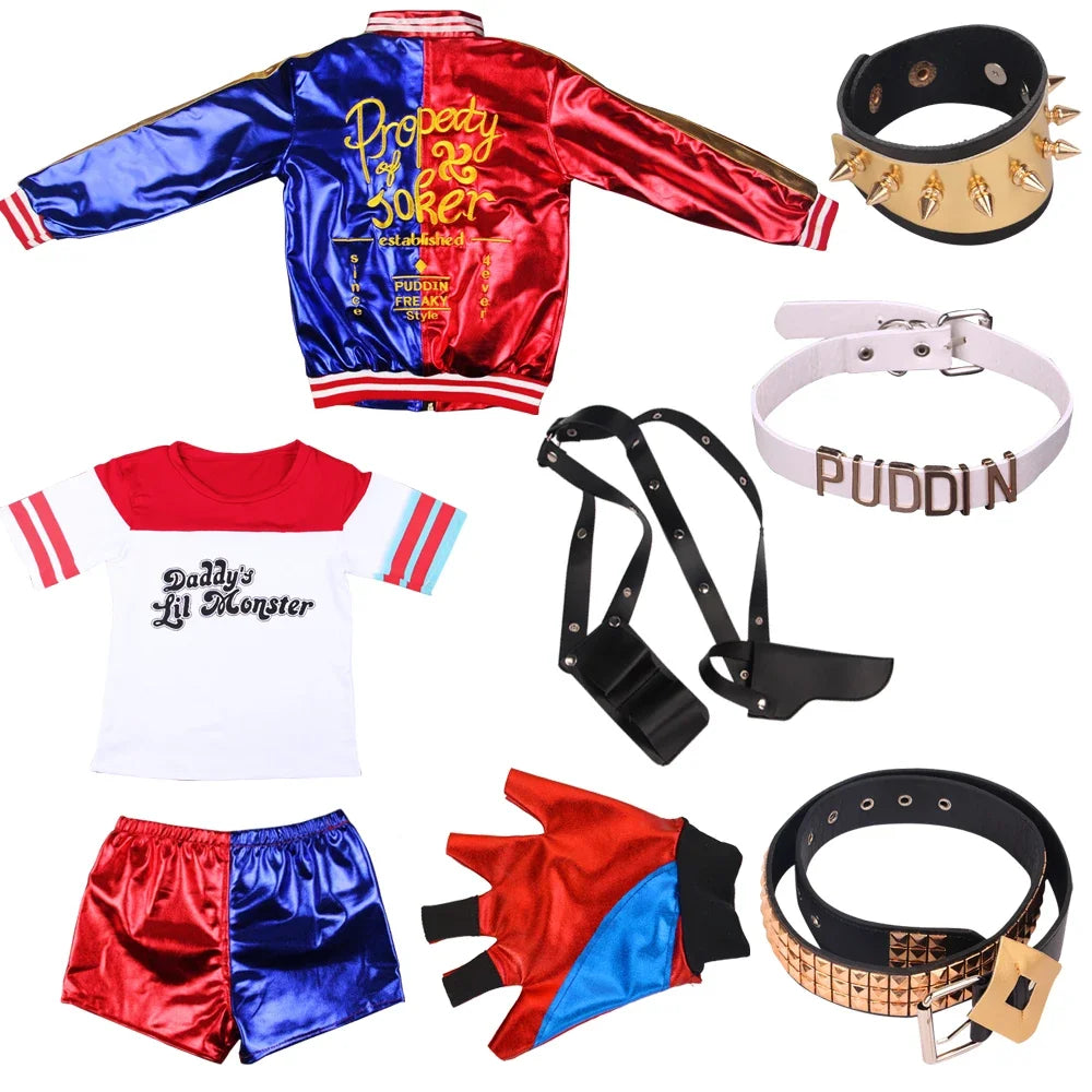 Robe Anime pour adultes, Costume pour femmes, perruque Quinn pour filles, t-shirt, veste Joker, Costume d'halloween, by Geo’s Online Store