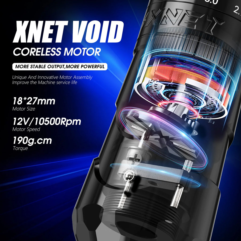 XNET Void Wireless Tattoo Machine Pen Kit With Ink Shaker 7 Adjustable Stroke OLED Display Tattoo supplies For Tattoo Artists by Geo’s Online Store