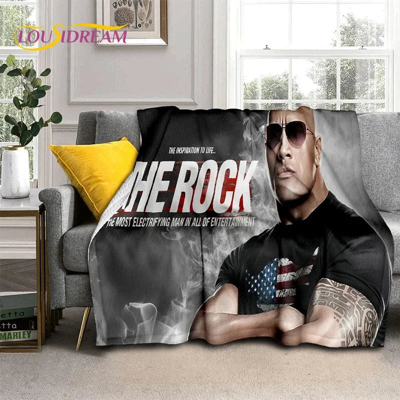 3D The Rock Dwayne Johnson Actor Soft Flannel Blanket,Throw Blanket Comfortable Blanket for Picnic Beds Sofa Home Bedroom Gift by Geo’s Online Store