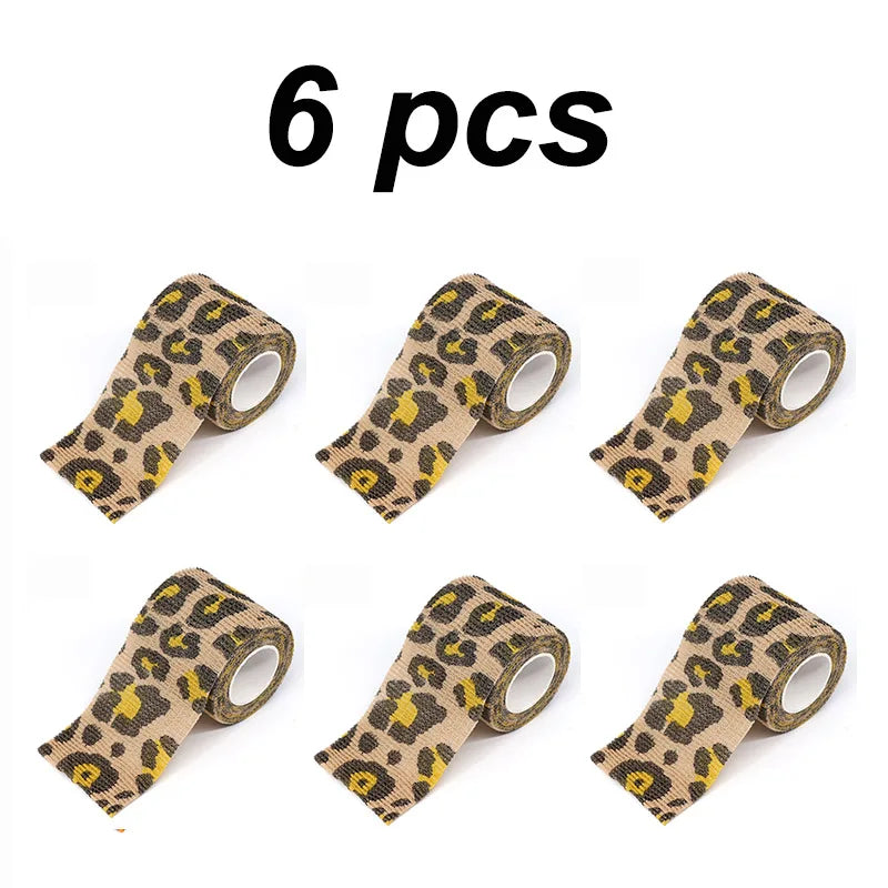 1/2/6 pcs Animal Printed Self Adhesive Tattoo Elastic Bandage 4.5m Sports Wrap Tape for Finger Joint Knee First Aid Kit Pet Tape by Geo’s Online Store