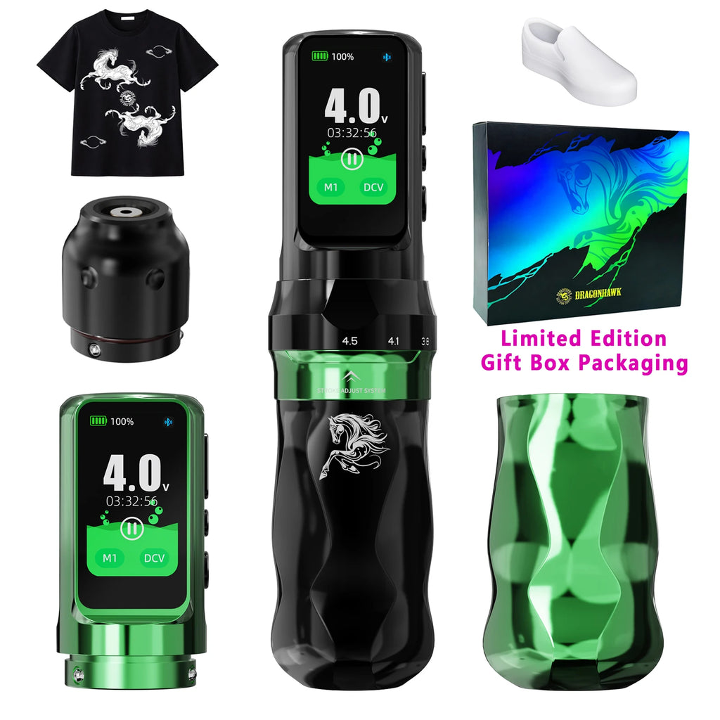 Dragonhawk Fold Pro Year of The Horse Tattoo Machine Pen 7 Strokes Mcore-C4 Motor Low Noise Stable Durable for Pro Tattoo Artist by Geo’s Online Store