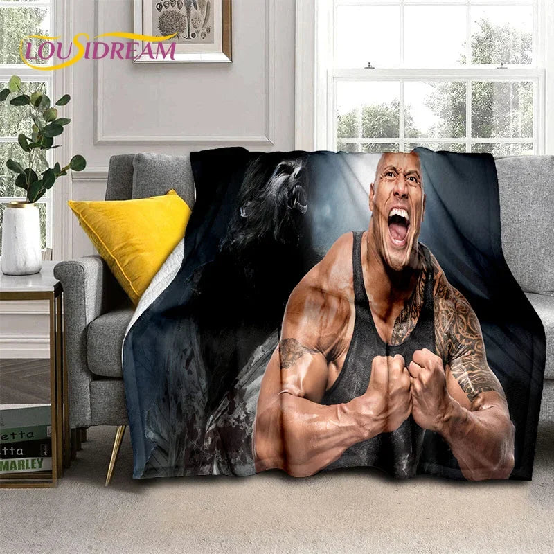 3D The Rock Dwayne Johnson Actor Soft Flannel Blanket,Throw Blanket Comfortable Blanket for Picnic Beds Sofa Home Bedroom Gift by Geo’s Online Store