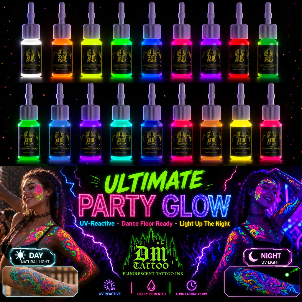 DM 5ml 18Colors Fluorescent Tattoo Ink Kit Professional Beauty Paints Natural Plant Extract Pigment Body Painting Tattoo Ink by Geo’s Online Store