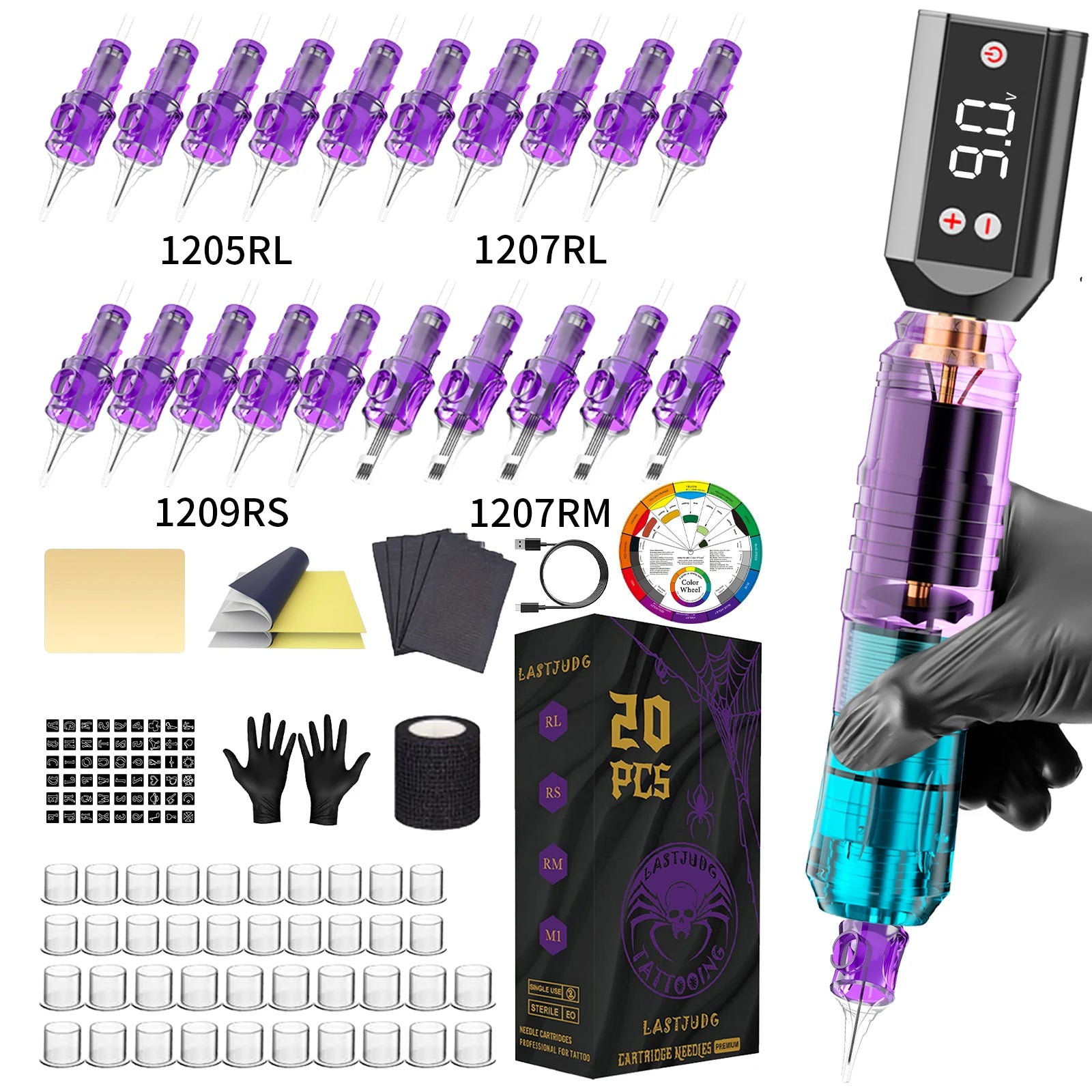 LASTJUDG Tattoo Kit Lightweight Tattoo Pen Kit For Permanent Makeup Tattoo Machine Kit Wireless Tattoo Power Supply Tattoo Kit by Geo’s Online Store