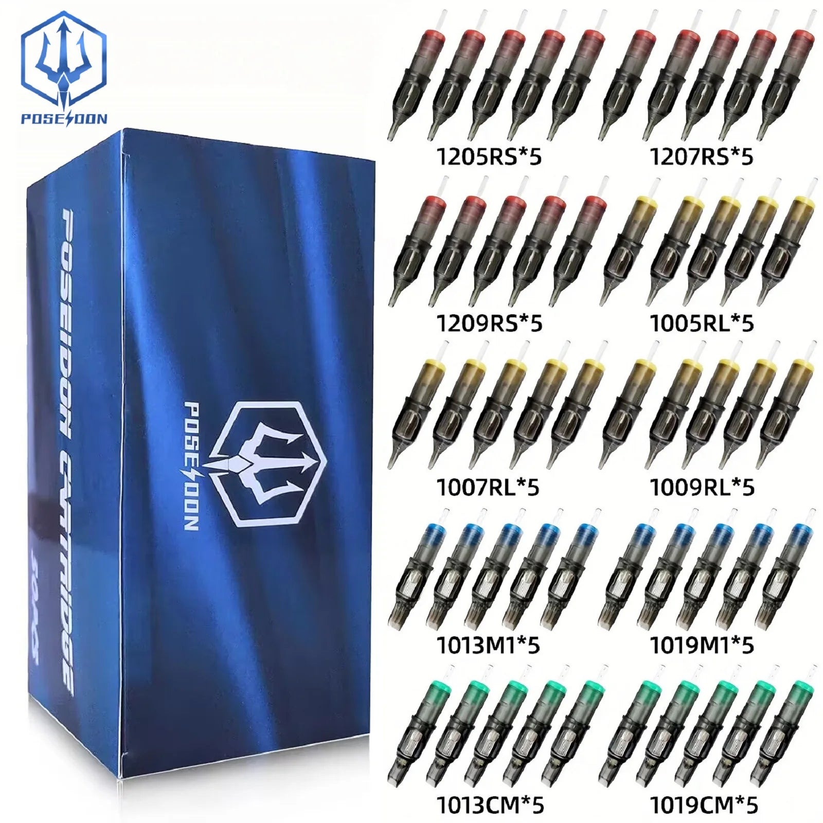 POSEIDON V2 PRO MAX 50PCS Mixed Professional Tattoo Cartridge Needles Membrane Safety Cartridges Disposable Tattoo Needle by Geo’s Online Store