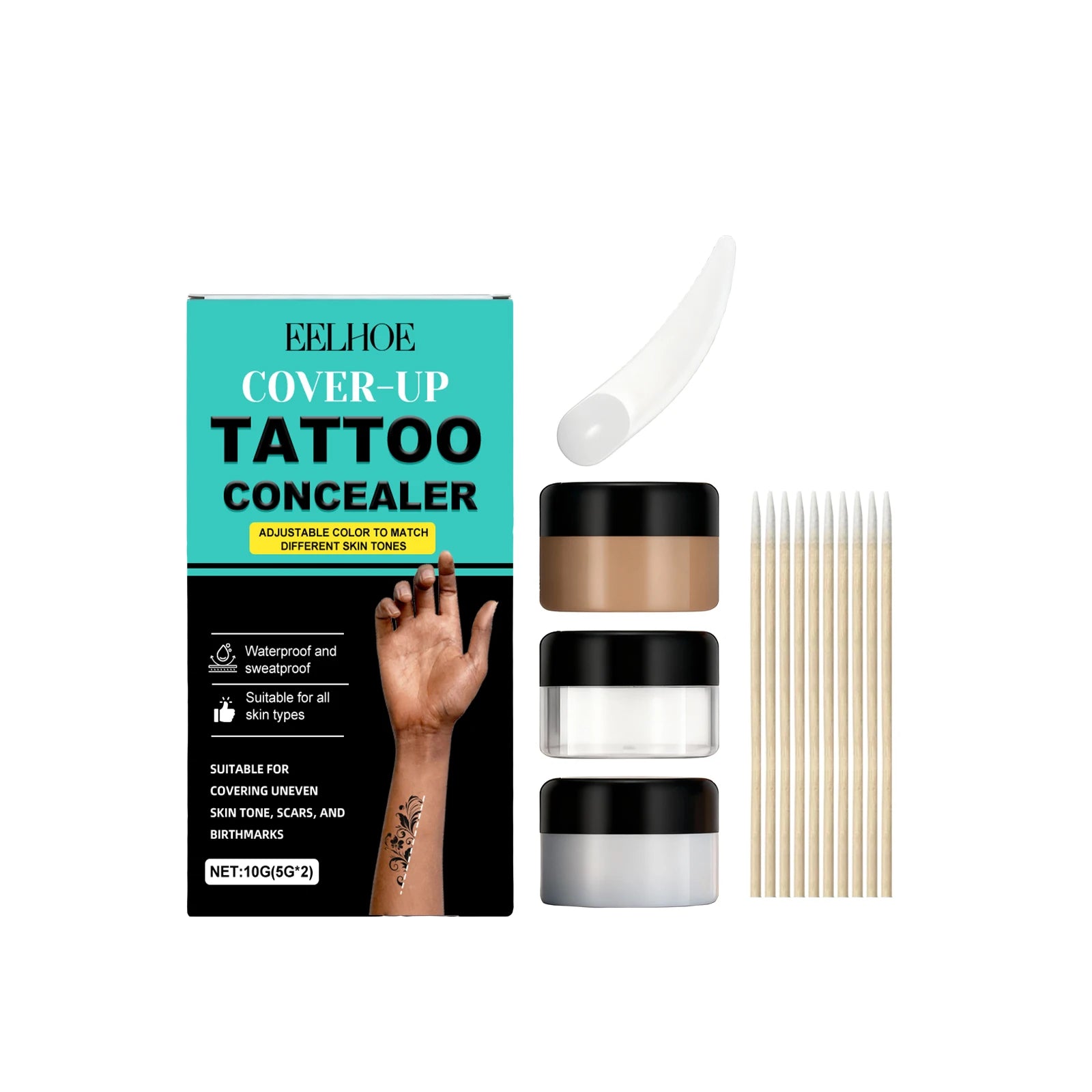 Tattoo Concealer Kit - Body Tattoo Makeup Concealer, Blends with Skin for Daily Use, Portable Concealer Tattoo Concealer Kit - B by Geo’s Online Store