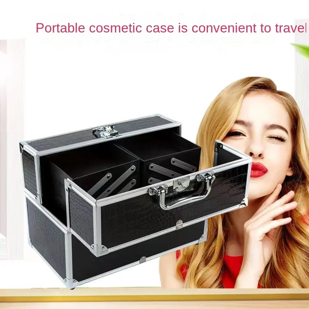 1Pcs Professional Tattoo Nail Case Aluminum Alloy Case Cosmetic Storage Box Cosmetic Case Portable Multi-layer Large-capacity by Geo’s Online Store
