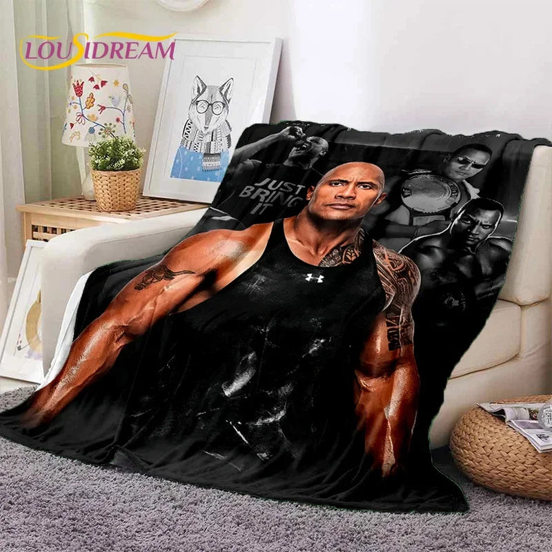 3D The Rock Dwayne Johnson Actor Soft Flannel Blanket,Throw Blanket Comfortable Blanket for Picnic Beds Sofa Home Bedroom Gift by Geo’s Online Store