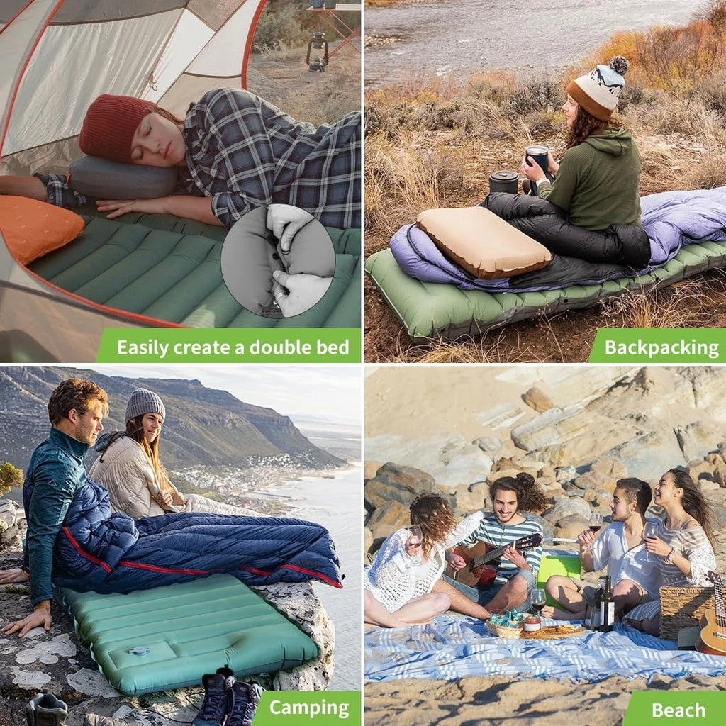 Ultralight Extra Thick 4Inch Camping Sleeping Pad with Built-In Pillow And Foot Pump Inflatable Sleeping Mat for Outdoor Camping by Geo’s Online Store