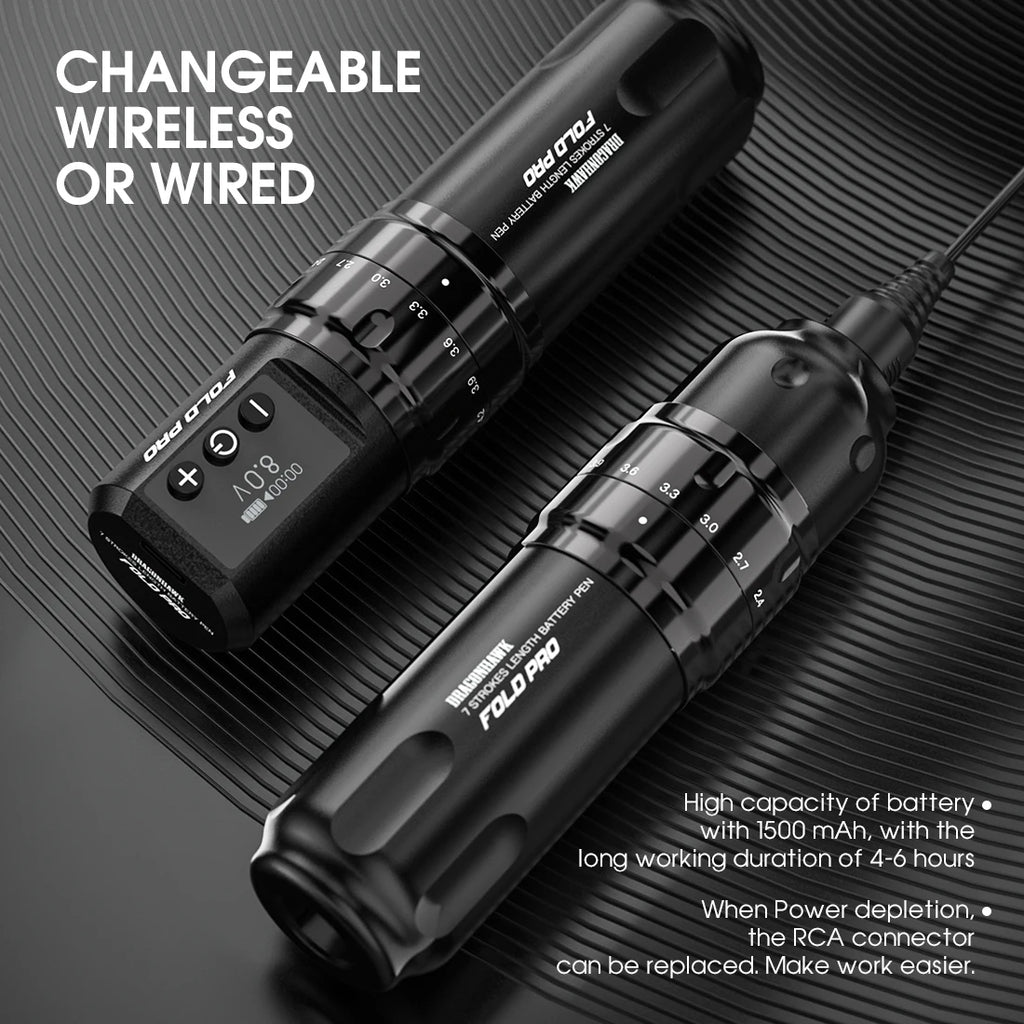 Dragonhawk Filp Fold Wireless Power Supply Pro Power Single Wireless Wire Battery Makeup for Filp Pro Rotary Tattoo Machine by Geo’s Online Store