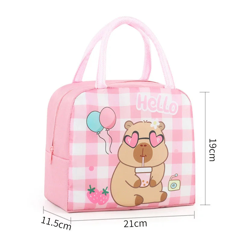 Cartoon Capybara Lunch Bag Insulated Food Container, Portable Thermal Bento Box Bag for School, Eco-Friendly Meal Tote for Kids by Geo’s Online Store