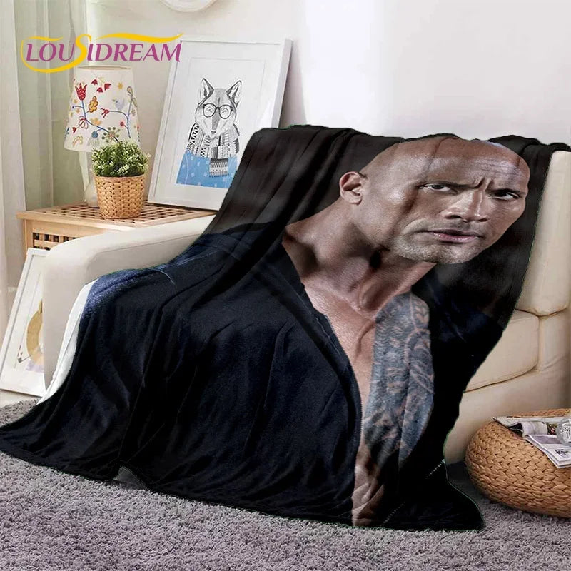 3D The Rock Dwayne Johnson Actor Soft Flannel Blanket,Throw Blanket Comfortable Blanket for Picnic Beds Sofa Home Bedroom Gift by Geo’s Online Store