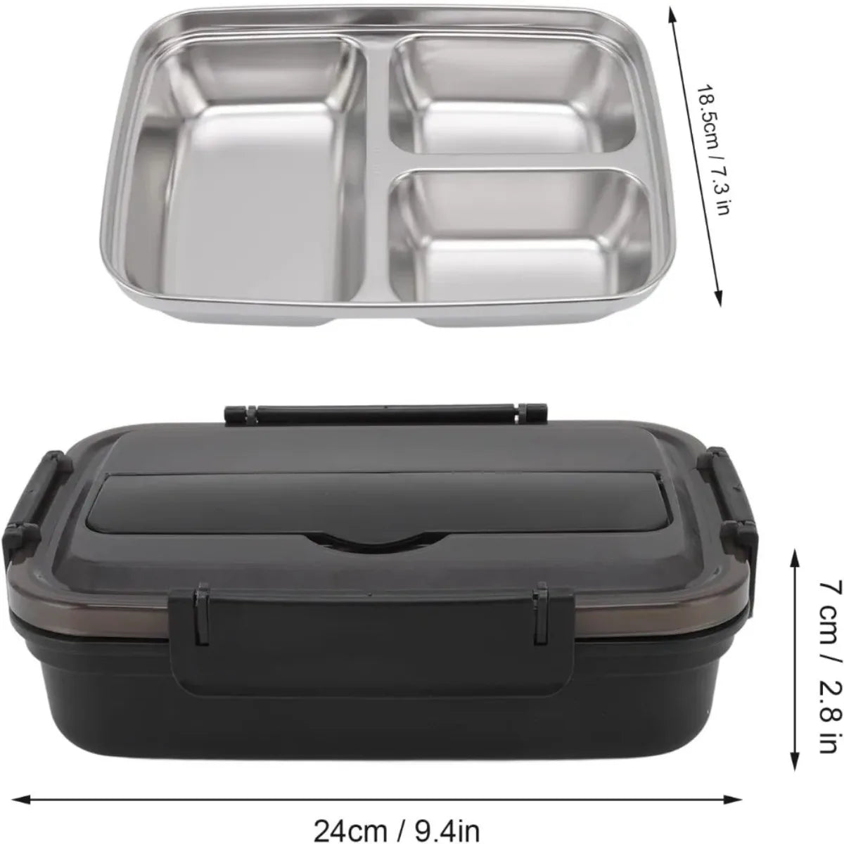 Portable Thermally Insulated Lunch Box with Compartments Stainless Steel Liner Leak Proof Bento Container for School Offices by Geo’s Online Store