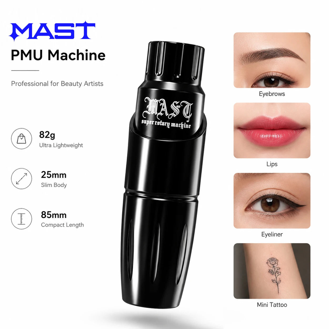 Mast Tour Tattoo Machine Full Kit Permanent Makeup Pen Lightweight Design for Eyebrow & Lip Art Makeup with MAST Pro Cartridge by Geo’s Online Store