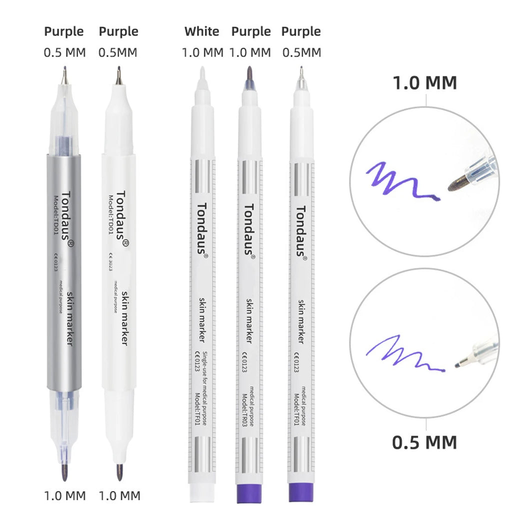 10Pcs Skin Marker Pen Kits Sterilized Package With Ruler Eyelash Extension Tool For Tattoo Piercing Scribe Skin Marker Pen by Geo’s Online Store