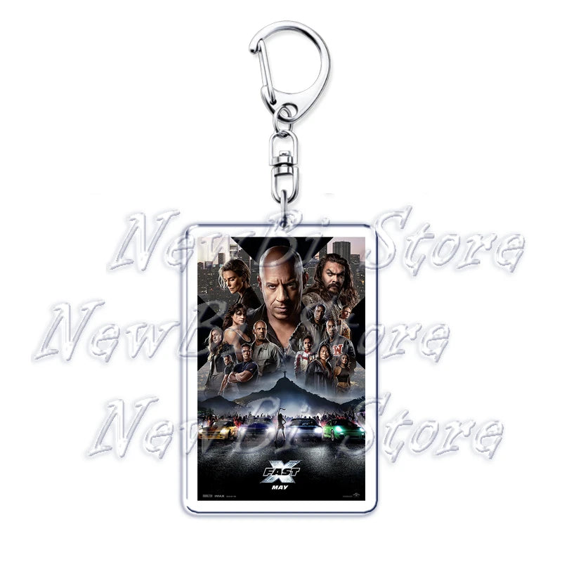Classic Fast Furious Movie Cover Poster Keychain for Accessories Bag Pendant Sport Car Key Chain Ring Keyring Jewelry Fans Gift by Geo’s Online Store