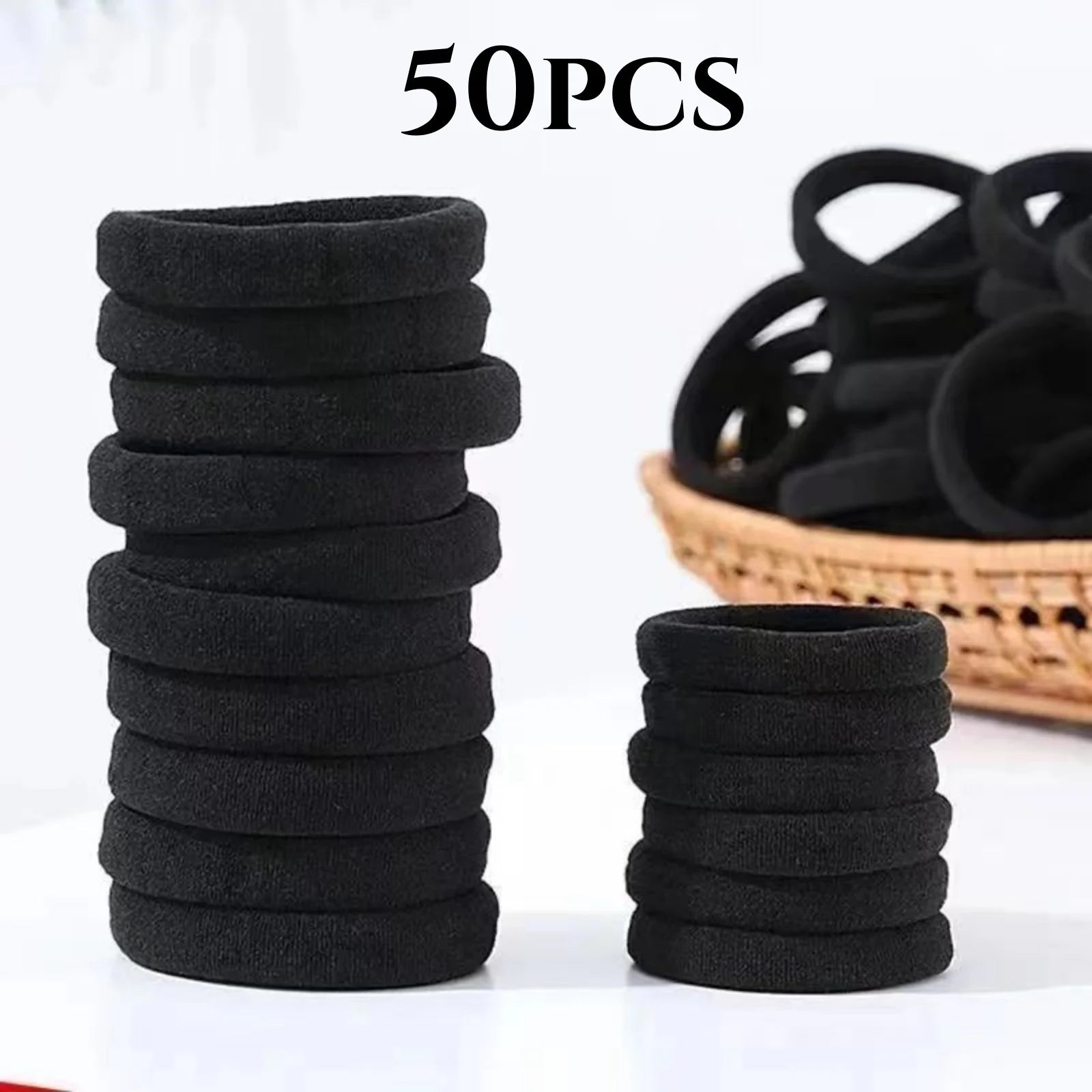 10-100PCS Black High Elasticity Headband Towel Hair Band 4CM Seamless Hair Rope Leather Hair Accessories Female by Geo’s Online Store