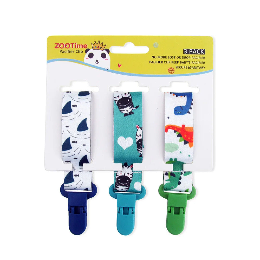 Chain Baby Pacifier Dummy Clip 3 Pcs/Set Personalized Pacifier Clip Nipple Holder for Baby Cartoon Print Child Pacifier Clips by Geo’s Online Store